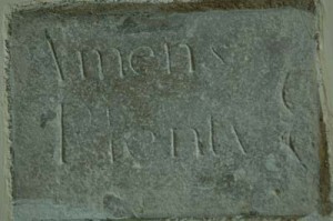 Amens Plenty Stone in South Transept of All Saints Church, East Meon
