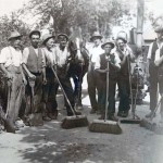 Road crew surfacing road 1930